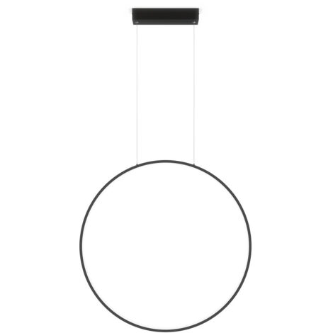 Lampada a sospensione moderna nera per bagno e cucina, anello verticale, Ø90cm, colore variabile, LED, 47W, MIRROR Light Prestige