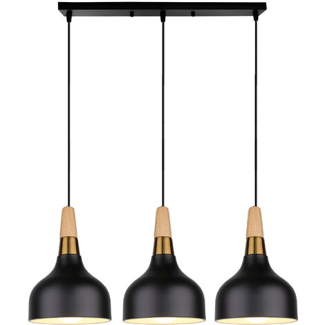 Lampada a sospensione moderno semplice ferro battuto bar ristorante creativo E27 lampadario 3 luci ( Nero)