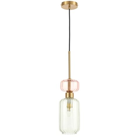 Lampada a sospensione Molly vetro verde/rosa E14 Milagro
