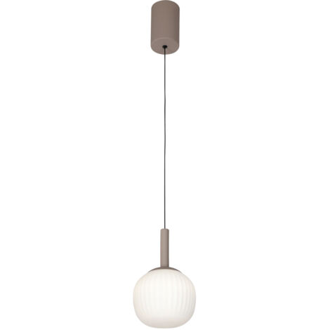 Lampada a sospensione Montes bronzo vetro bianco LED 6W