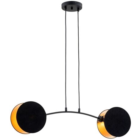 Lampada a sospensione MOTIF 2 luci cerchi nero oro E27