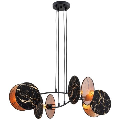 Lampada a Sospensione Motif, Acciaio verniciato a polvere, Nero, Oro, 82x100x70 cm