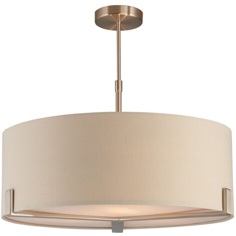 Lampada a sospensione multi braccio in nichel satinato, tessuto grigio ardesia
