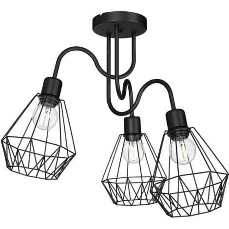 Lampada a sospensione nera 3 gabbie Bergen Luminex E27