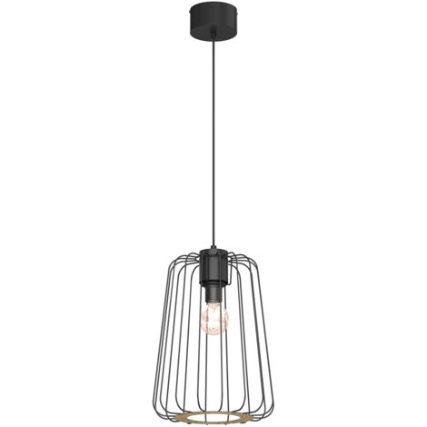 Lampada a sospensione nera a gabbia Trad Luminex E27