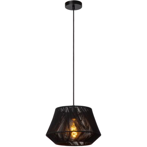 Lampada a sospensione nera in cotone Jessica Lucide E27