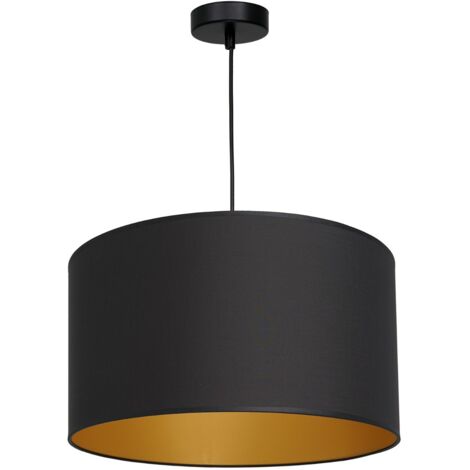 Lampada a sospensione nera in tessuto oro Ø40 E27 Luminex