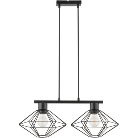 Lampada a sospensione nera industriale Vario 2xE27