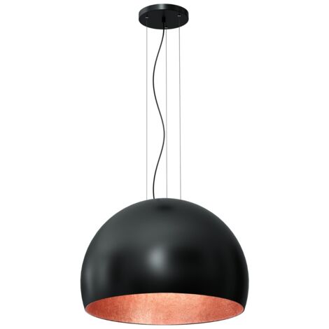 Lampada a sospensione nera interno rame Ø60 E27 Luminex