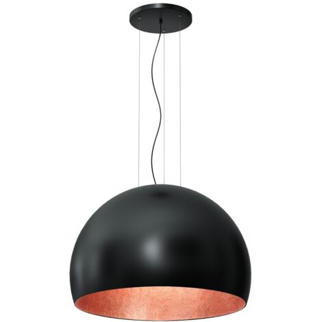 Lampada a sospensione nera interno rame Ø80 Compo Luminex