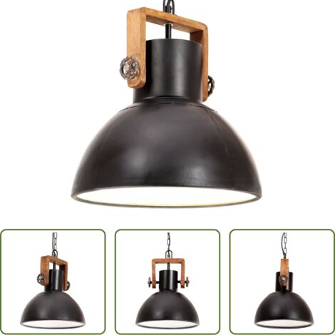 Lampada a sospensione nera -  Lampada a Sospensione Industriale 25 W Nera Rotonda 30 cm E27