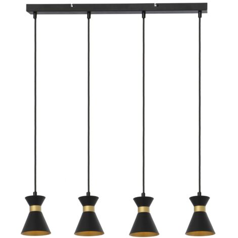 Lampada a sospensione nera oro 4 faretti E14 Breda