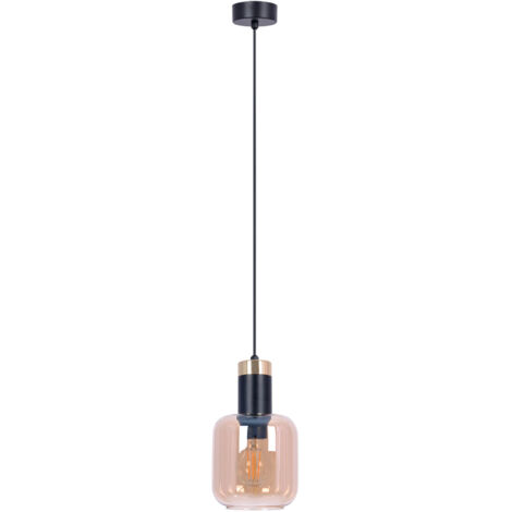 Lampada a sospensione nera vetro ambra E27 Kaja K-5265