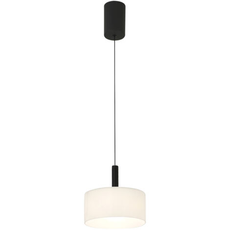 Lampada a sospensione nera vetro bianco LED 8W Austis