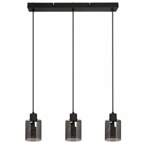 Lampada a sospensione nera vetro fumé Valerie 3xE27 Reality