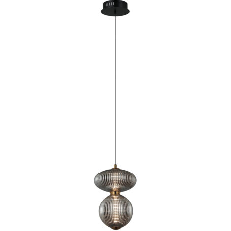 Lampada a sospensione NICO Italux vetro fumé nero LED 7W