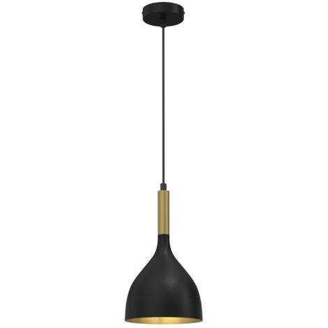 Lampada a sospensione Noak Luminex nero oro E27 15W