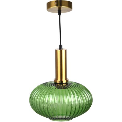 Lampada a sospensione Norfolk verde/ottone E27 Ø24,5 cm