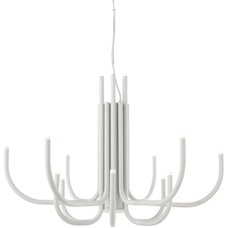 Lampada a sospensione NOUVEAU D78 cm a 12 luci LED in metallo verniciato BIANCO