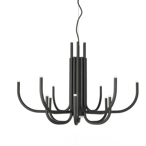 Lampada a sospensione NOUVEAU D78 cm a 12 luci LED in metallo verniciato NERO