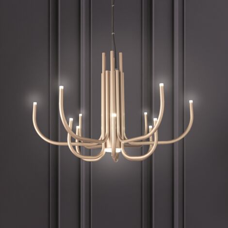 Lampada a sospensione NOUVEAU D78 cm a 12 luci LED in metallo verniciato ORO