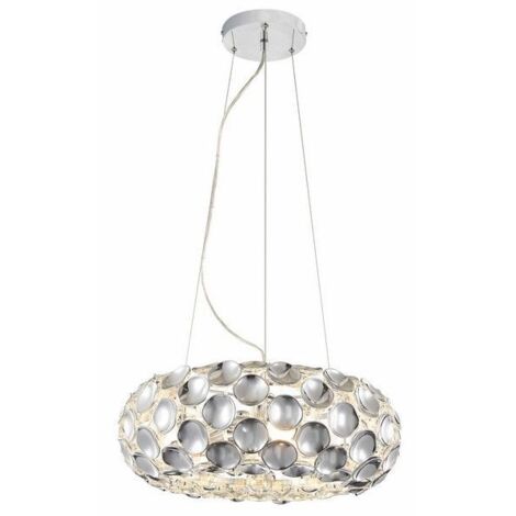 Lampada a sospensione Ontario cromata tonda 3xE14 Reality