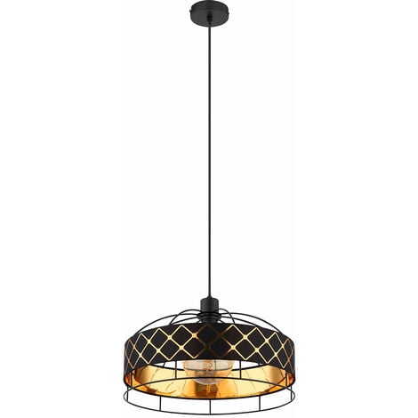 Lucande Lounit lampada sospensione nero-oro 1 luce