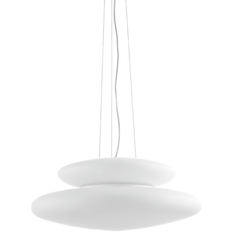 Lampada a sospensione PAGODA D60 cm in vetro Bianco soffiato e acidato GRANDE