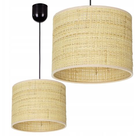 LAMPADA A SOSPENSIONE, PARALUME BOHO IN RATAN, LAMPADA IN RATTAN, POLACCO E27 LED