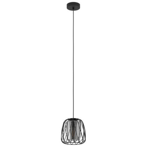 Lampada a Sospensione Paralume in Reticolato Nero Floresta Eglo