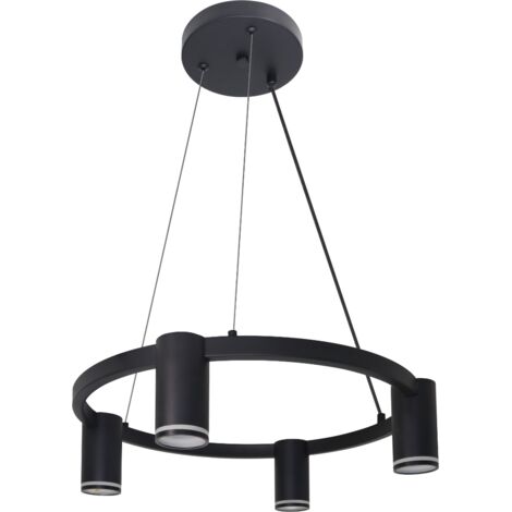 Lampada a sospensione Paris nera 4 luci GU10 Ø47cm