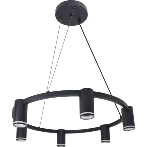 Lampada a sospensione Paris nera 6 luci GU10 Polux