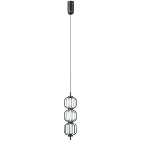 Lampada a sospensione Pedro nera opaca tubo LED 12W Italux