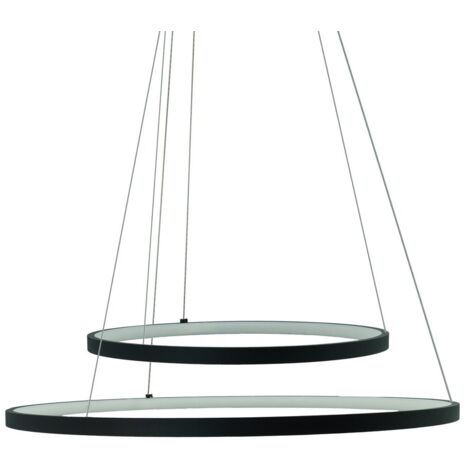 Lampada a sospensione Peoria nera 2 anelli LED 54W
