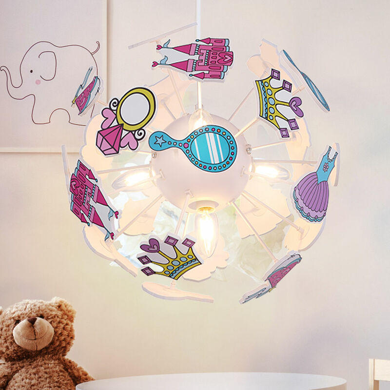 Image of Faretti sospesi per ragazze, lampada per vestire i bambini, sala giochi, luce a sfera in un set che include lampadine a led