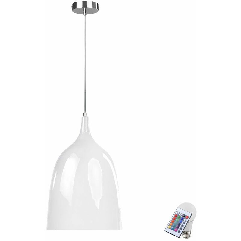 Image of Lampada a sospensione per soggiorno con telecomando per illuminazione a pendolo dimmerabile in un set che include lampadine a led rgb