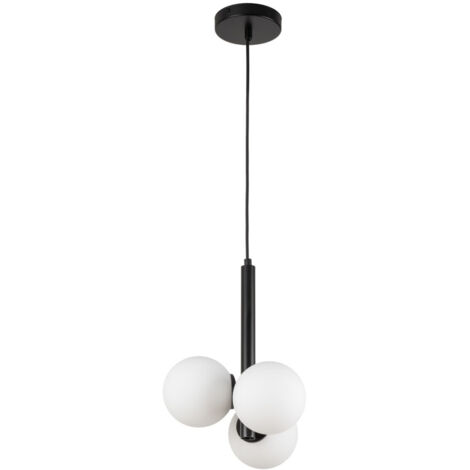 Lampada a sospensione Perla nera 3 sfere bianche Sigma
