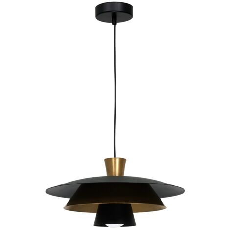 Lampada a sospensione Plato nero oro E27 Ø34 Luminex