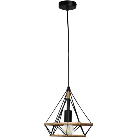 Lampada a sospensione Polux Broxton E27 corda nera 120cm
