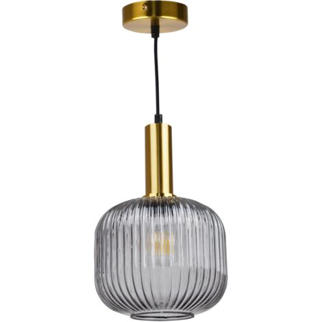 Lampada a sospensione Polux Cumbria vetro fumé E27 Ø20,5