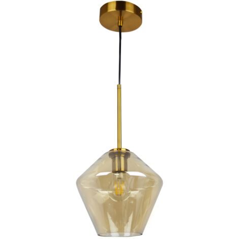 Lampada a sospensione Polux Grea vetro ambra E27 Ø23 cm