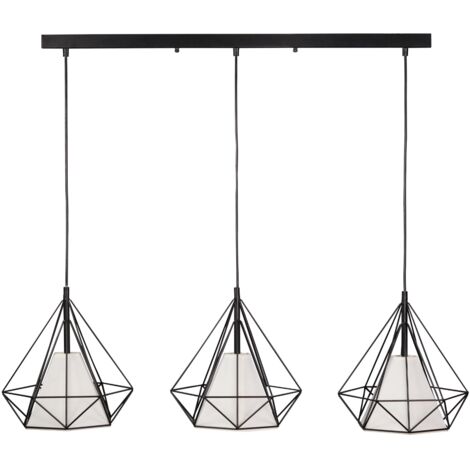 Lampada a sospensione Polux Hira 3xE27 nera metallo 140 cm