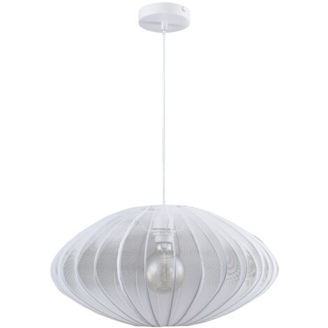 Lampada a sospensione Polux KINU bianca Ø50 E27 tessuto