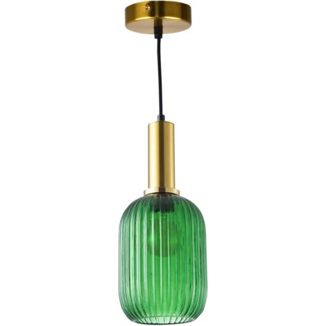 Lampada a sospensione Polux Suffolk verde oro E27 Ø15 cm