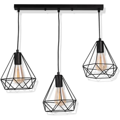 Lampada a sospensione Polux Vigo 3xE27 nera 120cm metallo