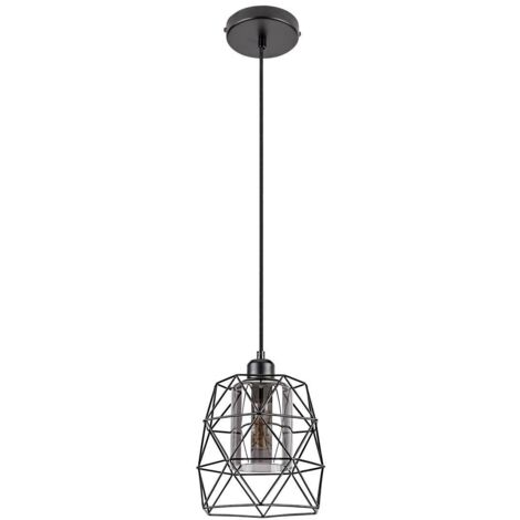 Lampada a sospensione Rabalux Emrys E27 nera vetro fumé Ø20