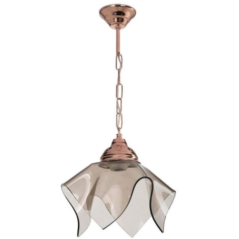 Lampada a sospensione rame e vetro fumè Volga MDL3782