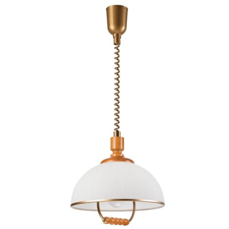 Lampada a Sospensione Ramona, Vetro, Legno, Plastica, Rame, 30x30x64 cm