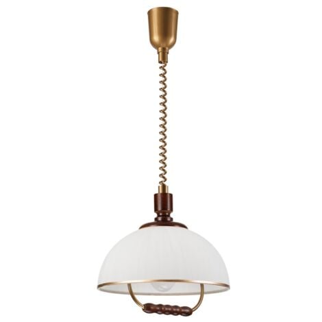 Lampada a Sospensione Ramona, Vetro, Legno, Plastica, Rame, 30x30x64 cm