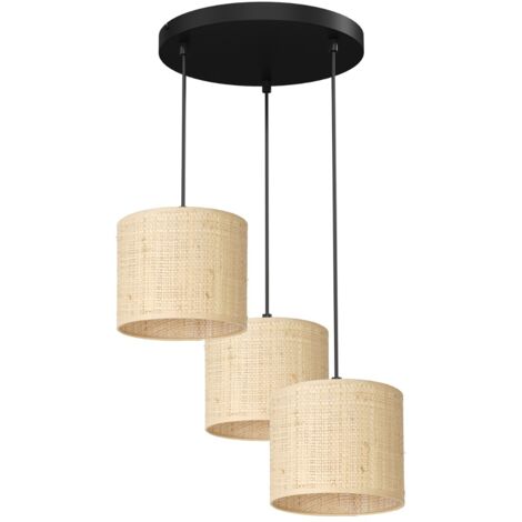 Lampada a sospensione rattan 3 luci crema Ø45 Luminex